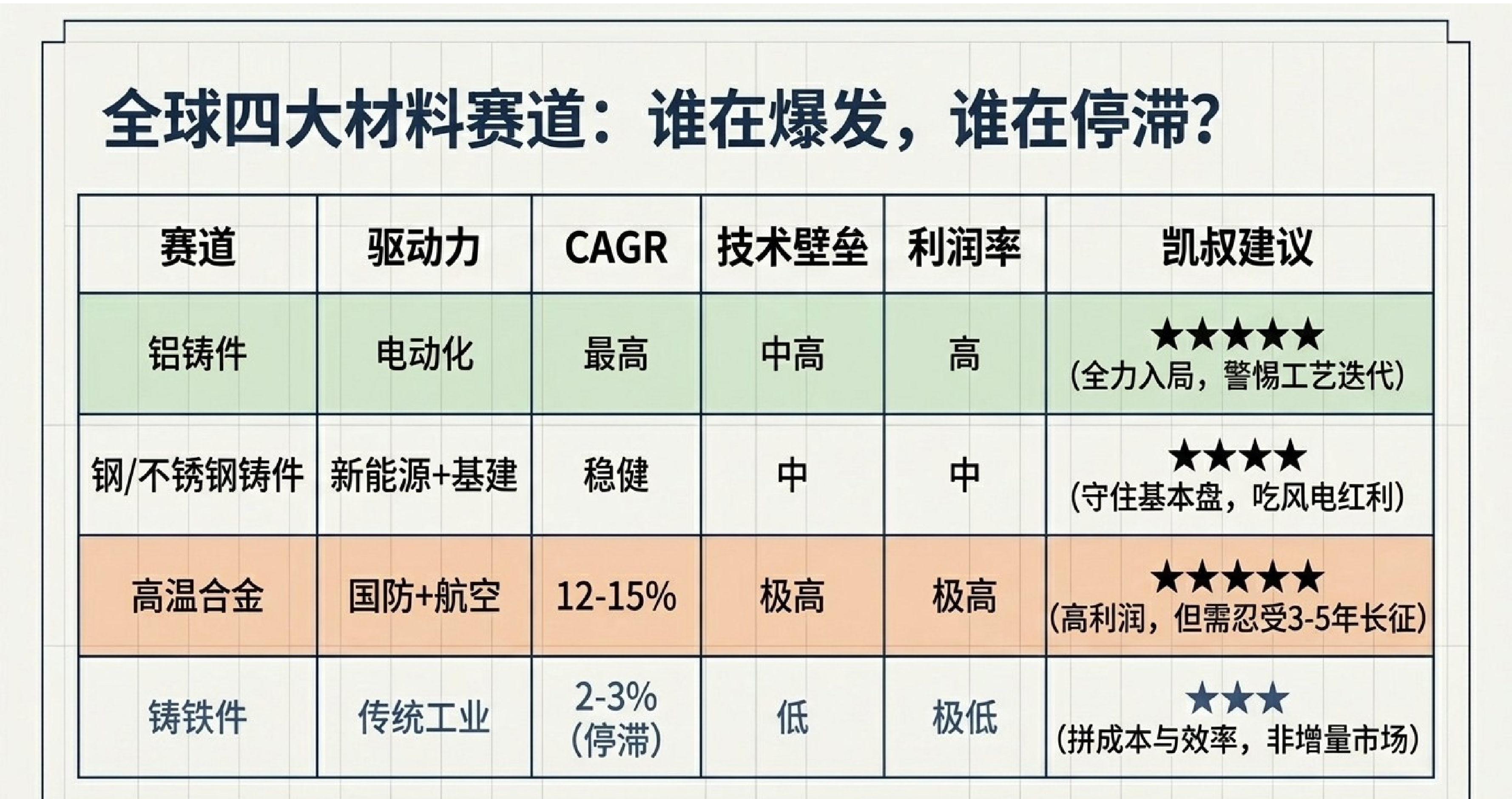 四大材料赛道对比
